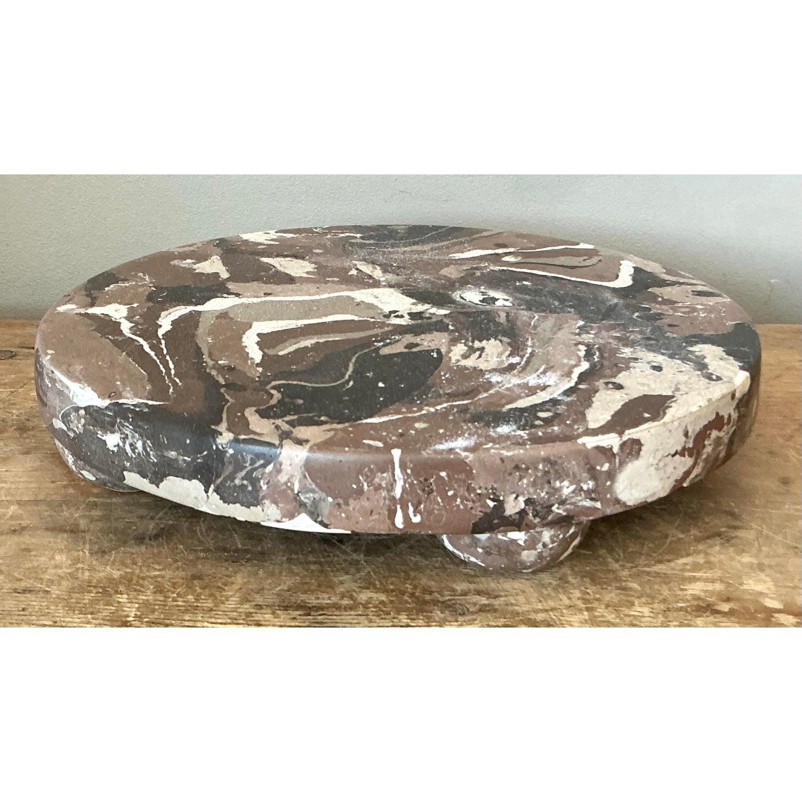 Post-Modern Boho Artisan Pigmented Plaster Scagliola Plinth For Sale