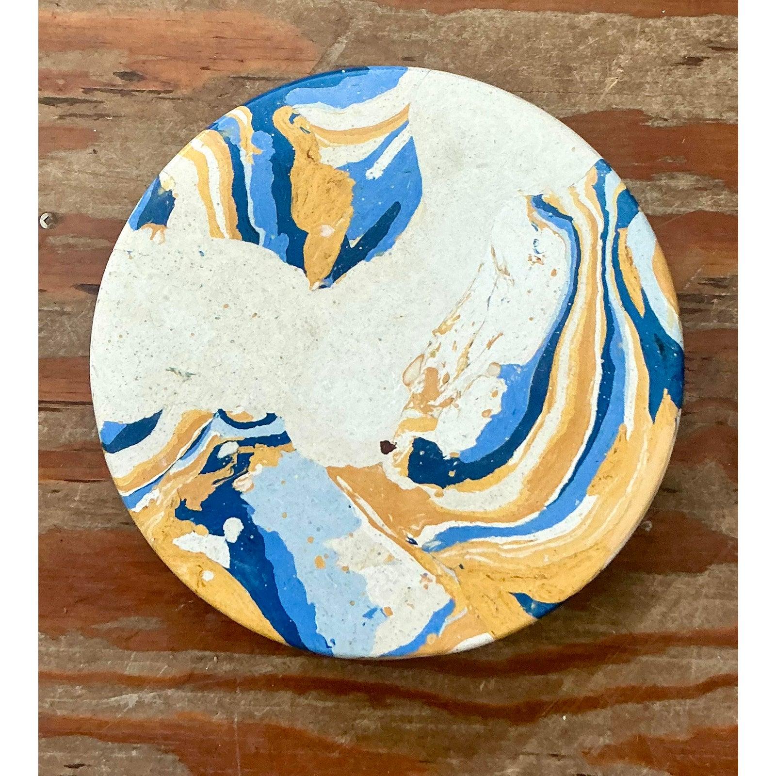 Americano Plinto di Scagliola in gesso pigmentato artigianale Boho in vendita