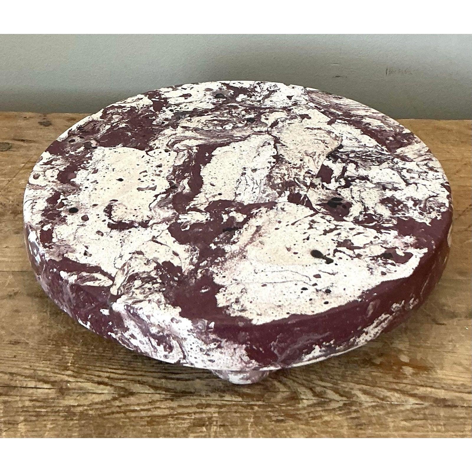 Plinto di Scagliola in gesso pigmentato artigianale Boho In condizioni buone in vendita a West Palm Beach, FL