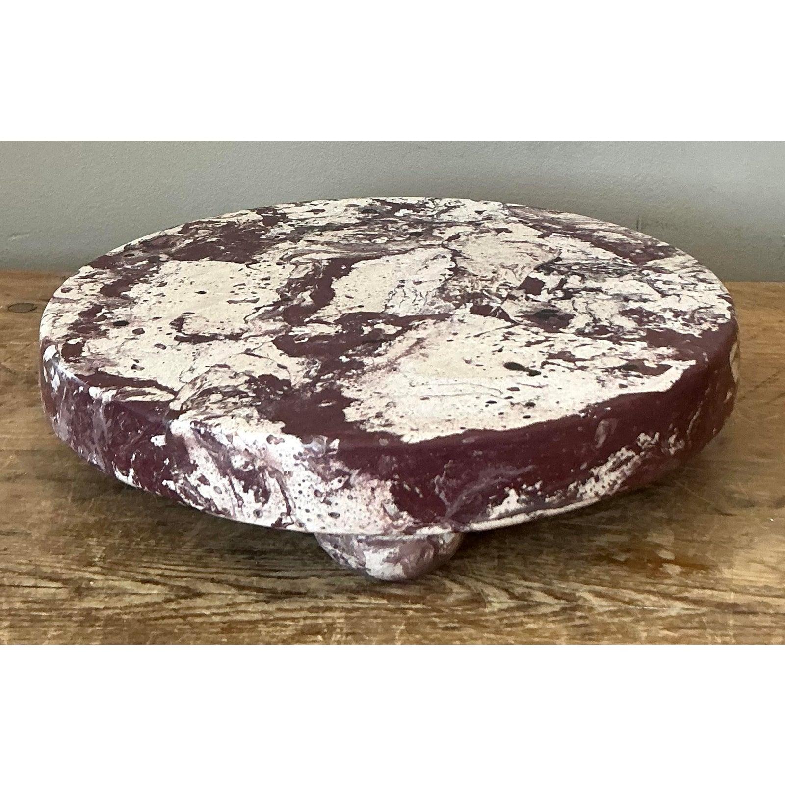 XX secolo Plinto di Scagliola in gesso pigmentato artigianale Boho in vendita