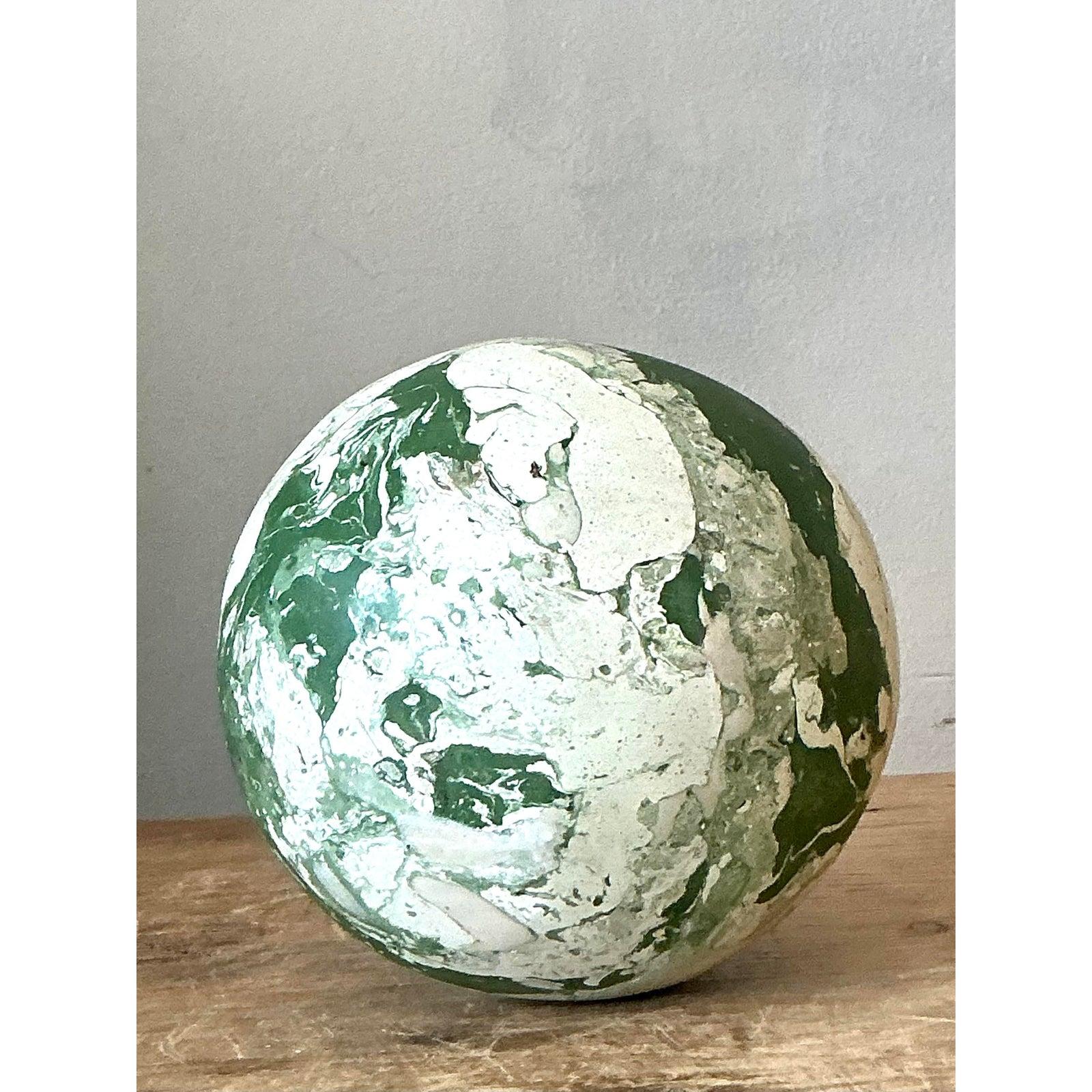Organic Modern Boho Artisanal Pigmented Plaster Scagliola Sphere For Sale
