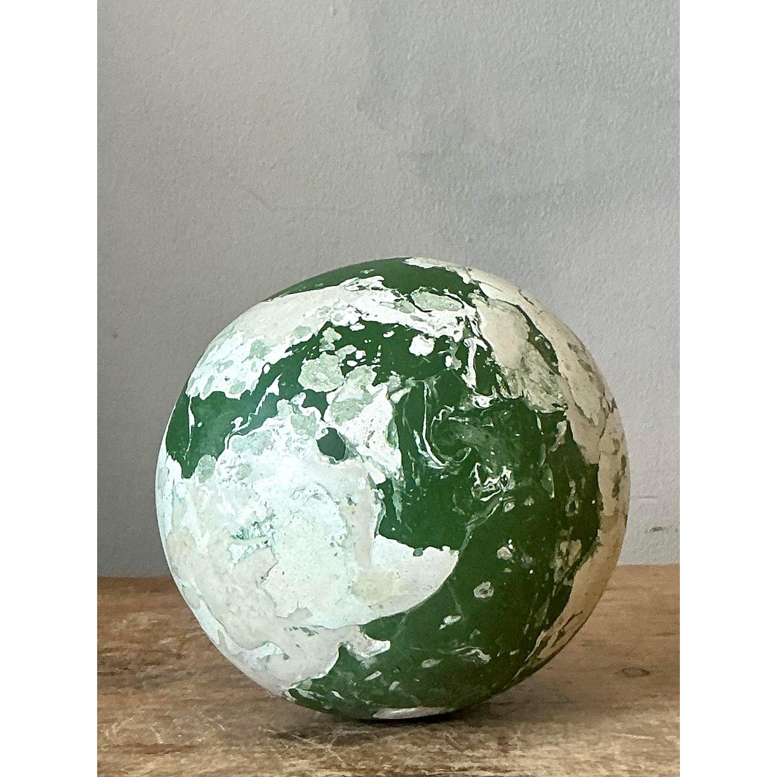 American Boho Artisanal Pigmented Plaster Scagliola Sphere For Sale