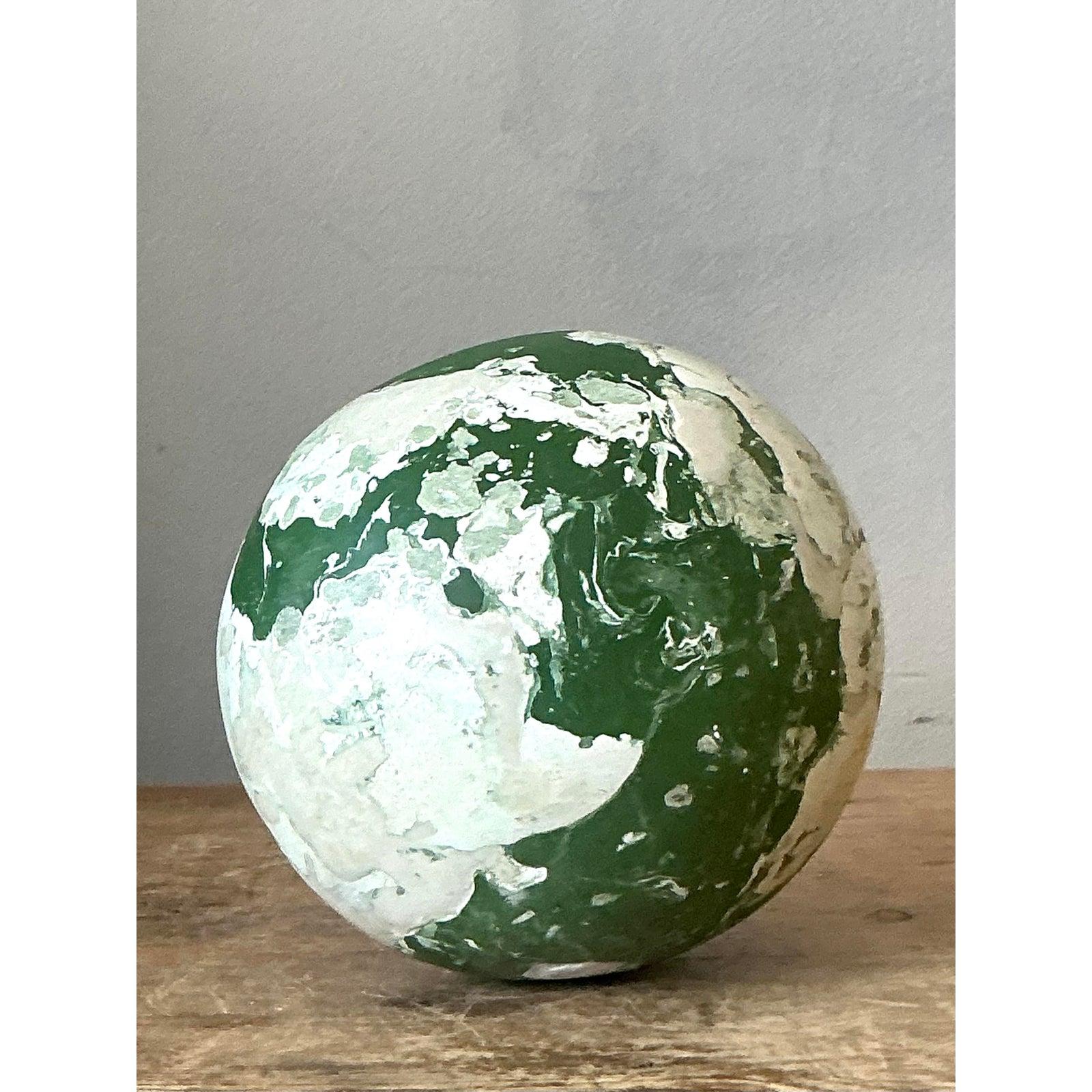 Boho Artisanal Pigmented Plaster Scagliola Sphere In Good Condition For Sale In West Palm Beach, FL