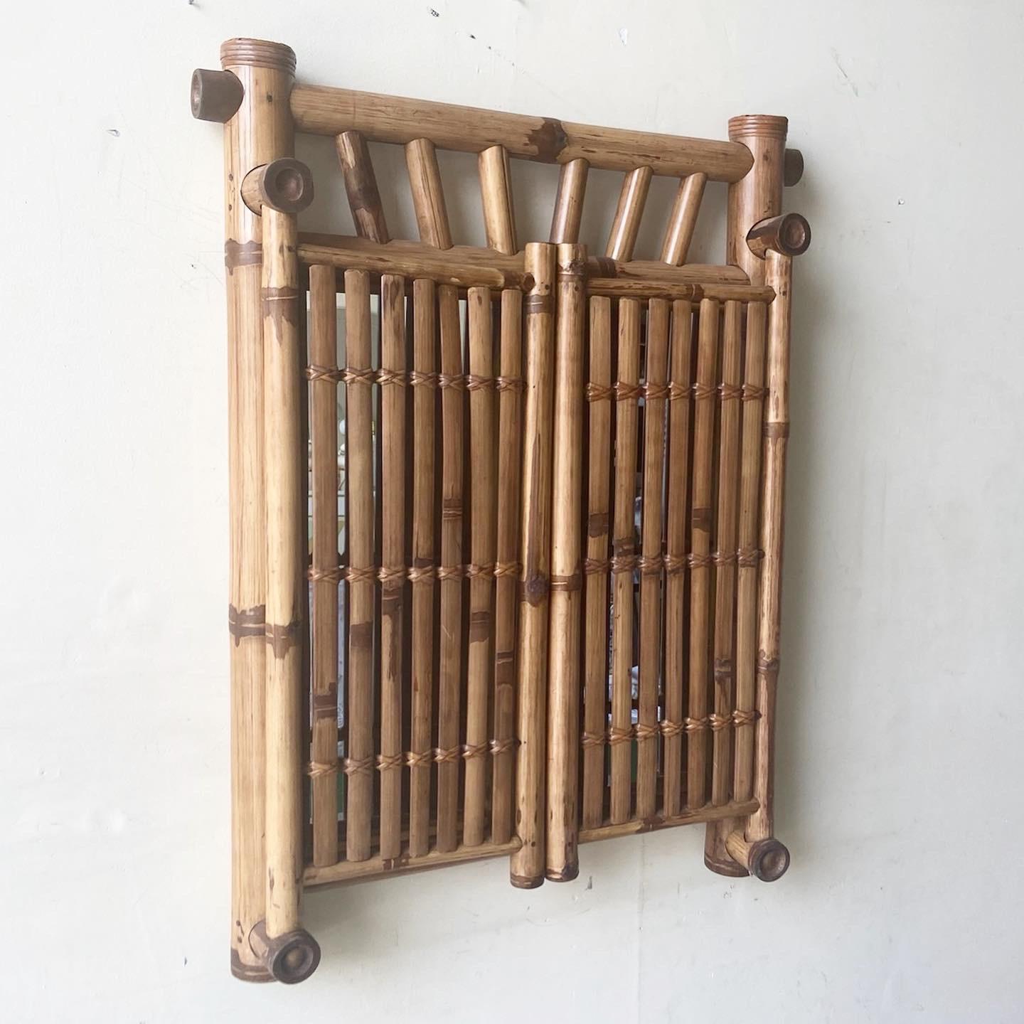 Bohemian Boho Bamboo Mirror With Bamboo Doors For Sale