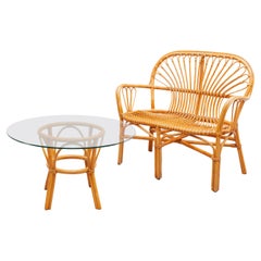 Boho Bamboo Two-Seater and Coffee-Table 1970s, Italy