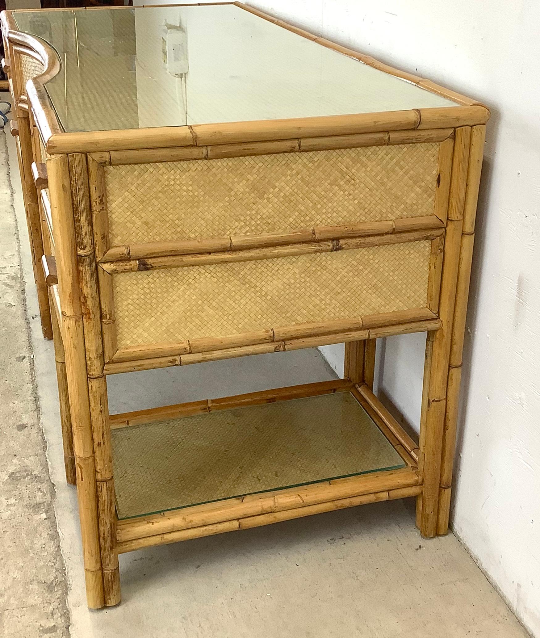 Boho British Colonial Bamboo & Rattan Desk 1