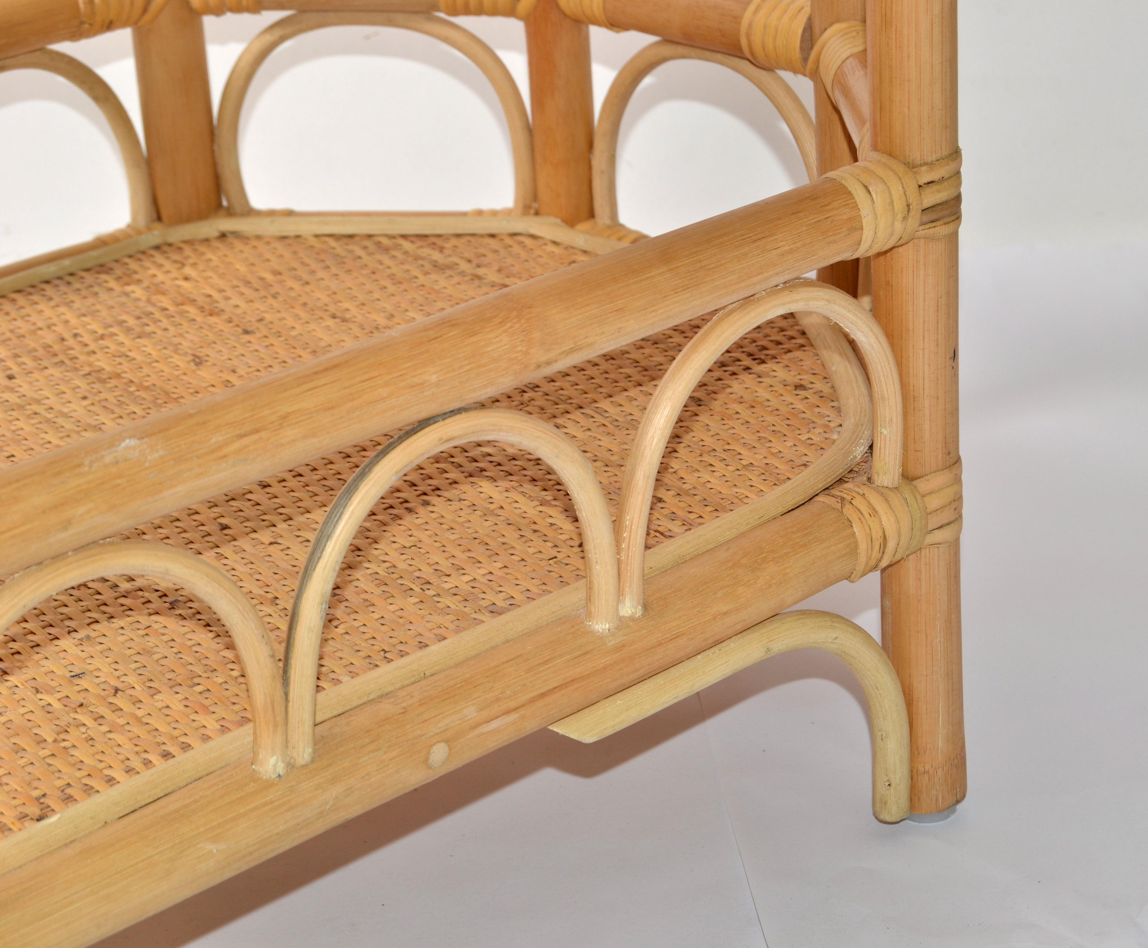 Mesa Consola Boho Chic de 2 Tablas de Bambú Doblado y Caña tejida a mano para Cocina Bar Seco en venta 2