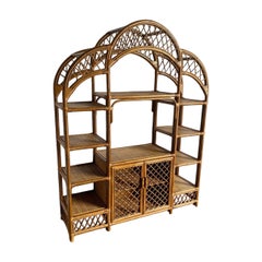 Boho Chic Arch Top Rattan Etagere