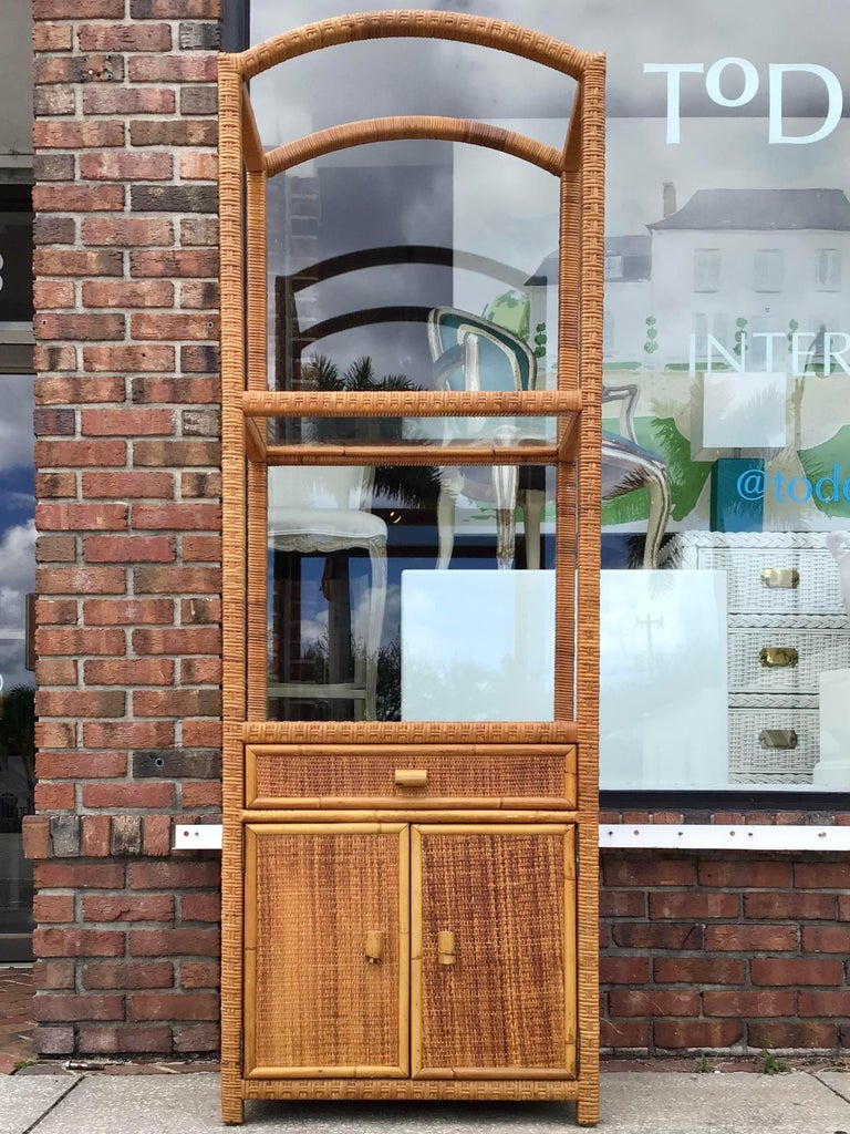 Boho Chic Arch Top Two Door Etagere For Sale at 1stDibs