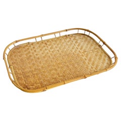 Boho Chic Bamboo and Herringbone Tray