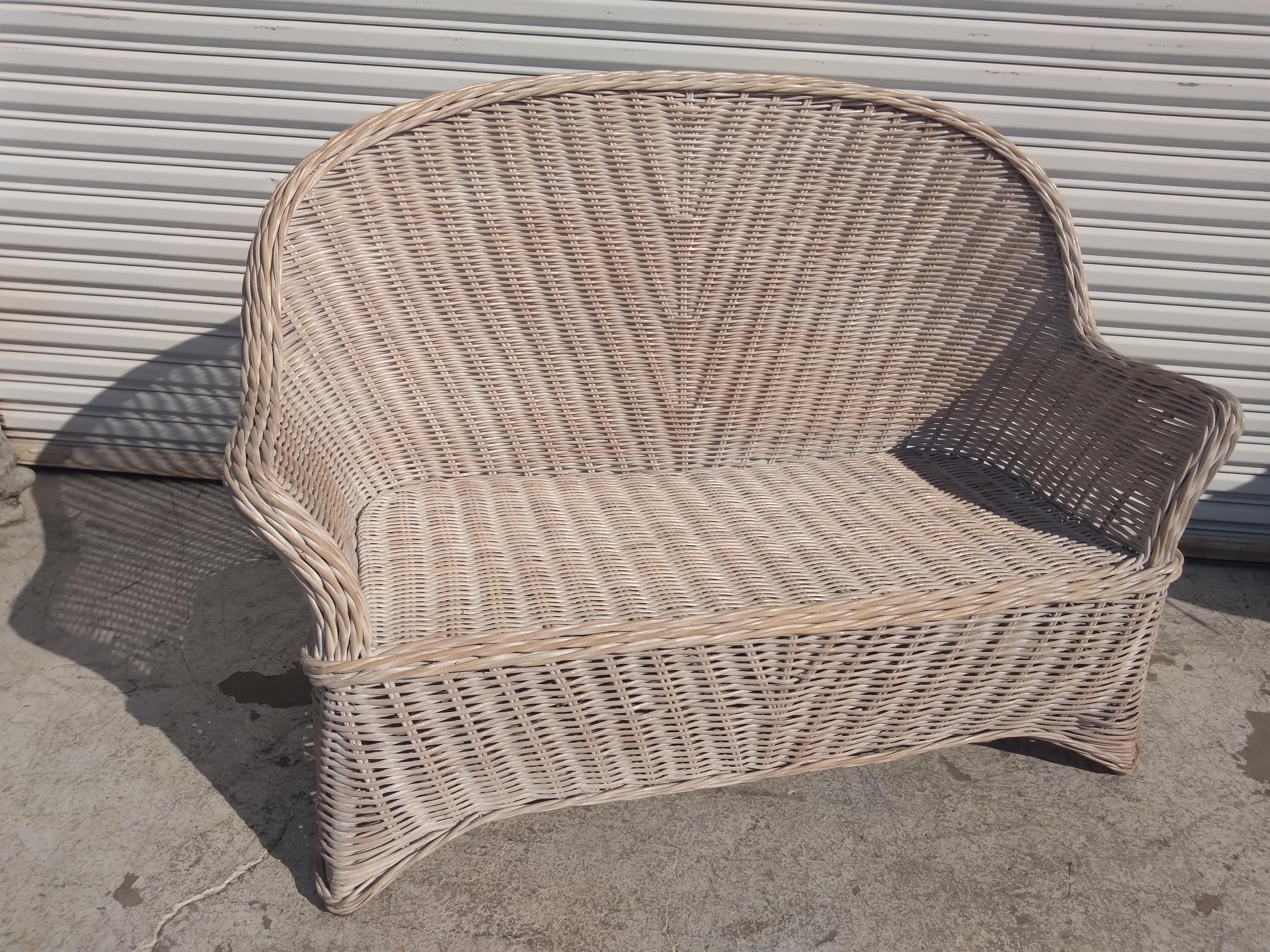 Sofá boho chic de bambú y ratán siglo XX en venta