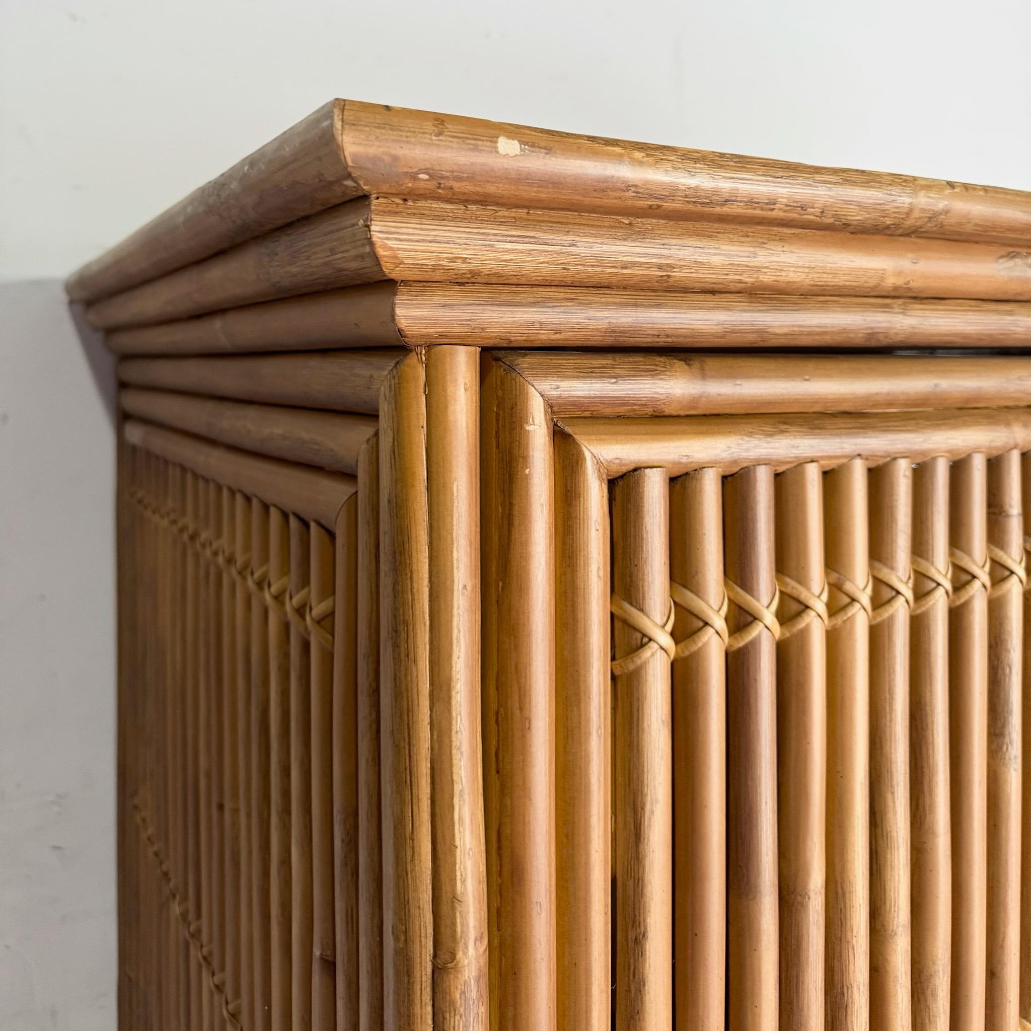 Boho Chic Bamboo Armoire/Drybar In Good Condition In Delray Beach, FL