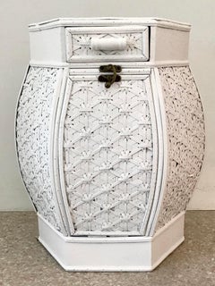 Boho Chic Bamboo Hexagonal Side Table with Storage