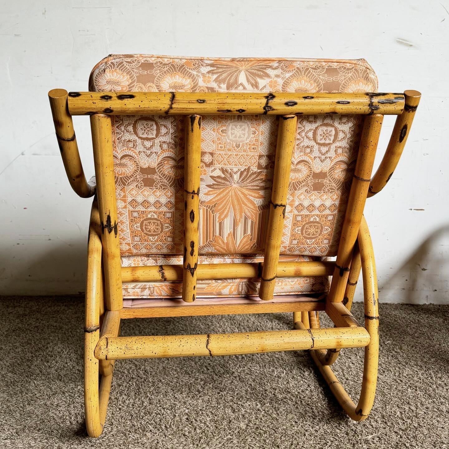 Boho Chic Bamboo Lounge Chair With Ottoman For Sale 1
