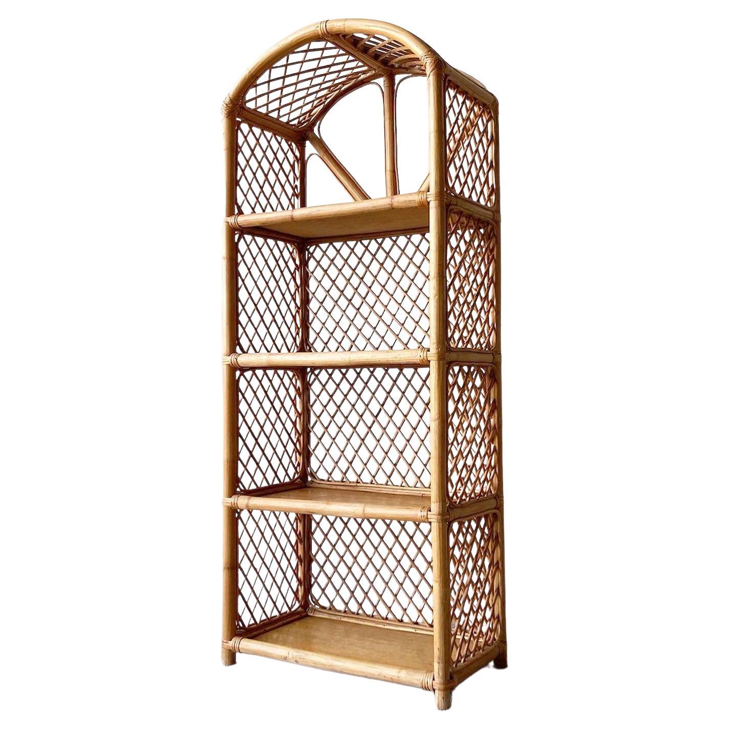 Wicker on sale etagere bookcase