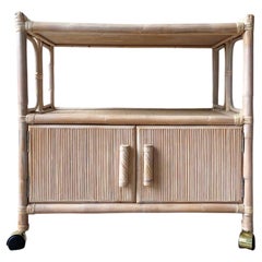 Vintage Boho Chic Bamboo Rattan and Reed Cart