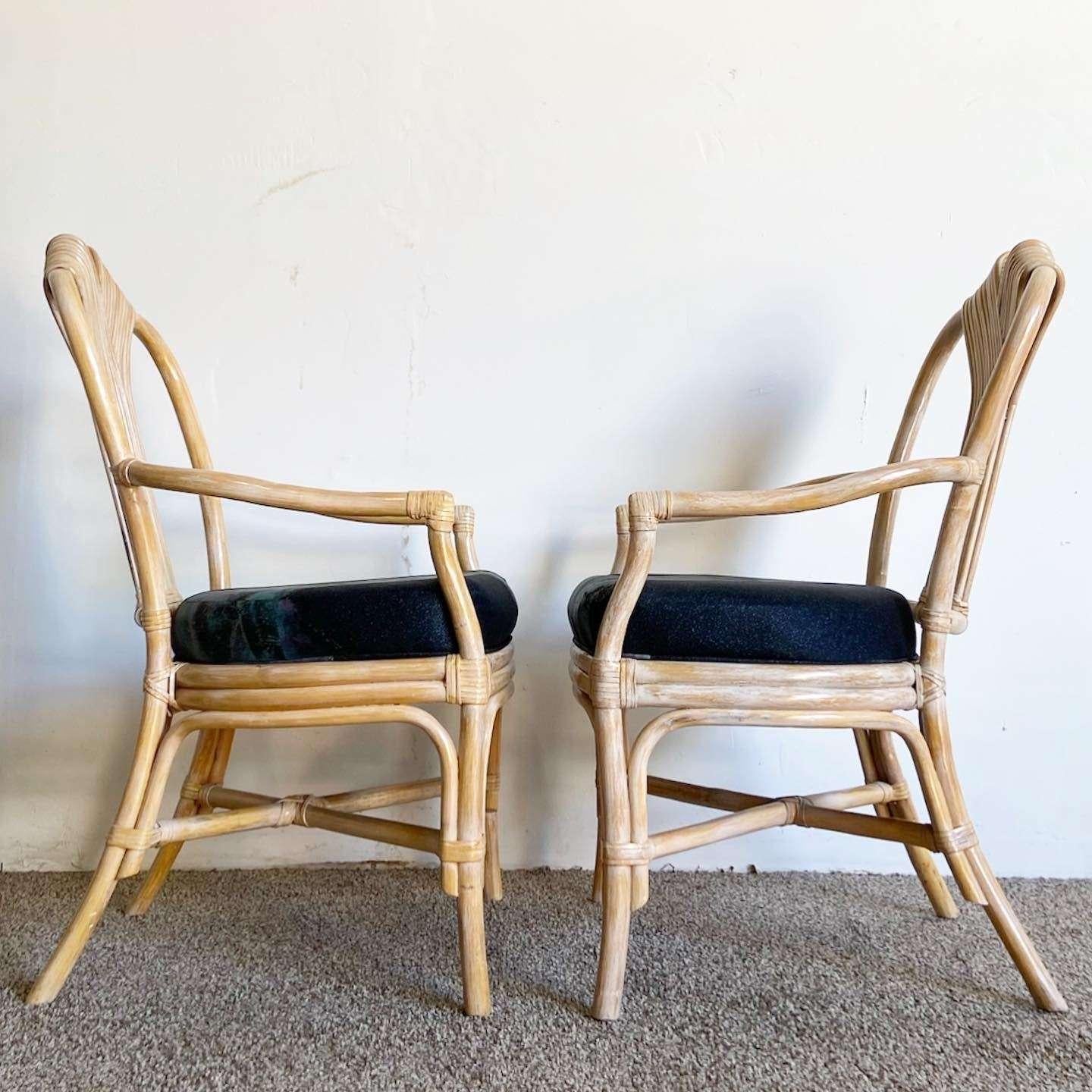Esszimmerstühle aus Bambus, Rattan und Schilf von Boho Chic – 6er-Set (Böhmisch) im Angebot