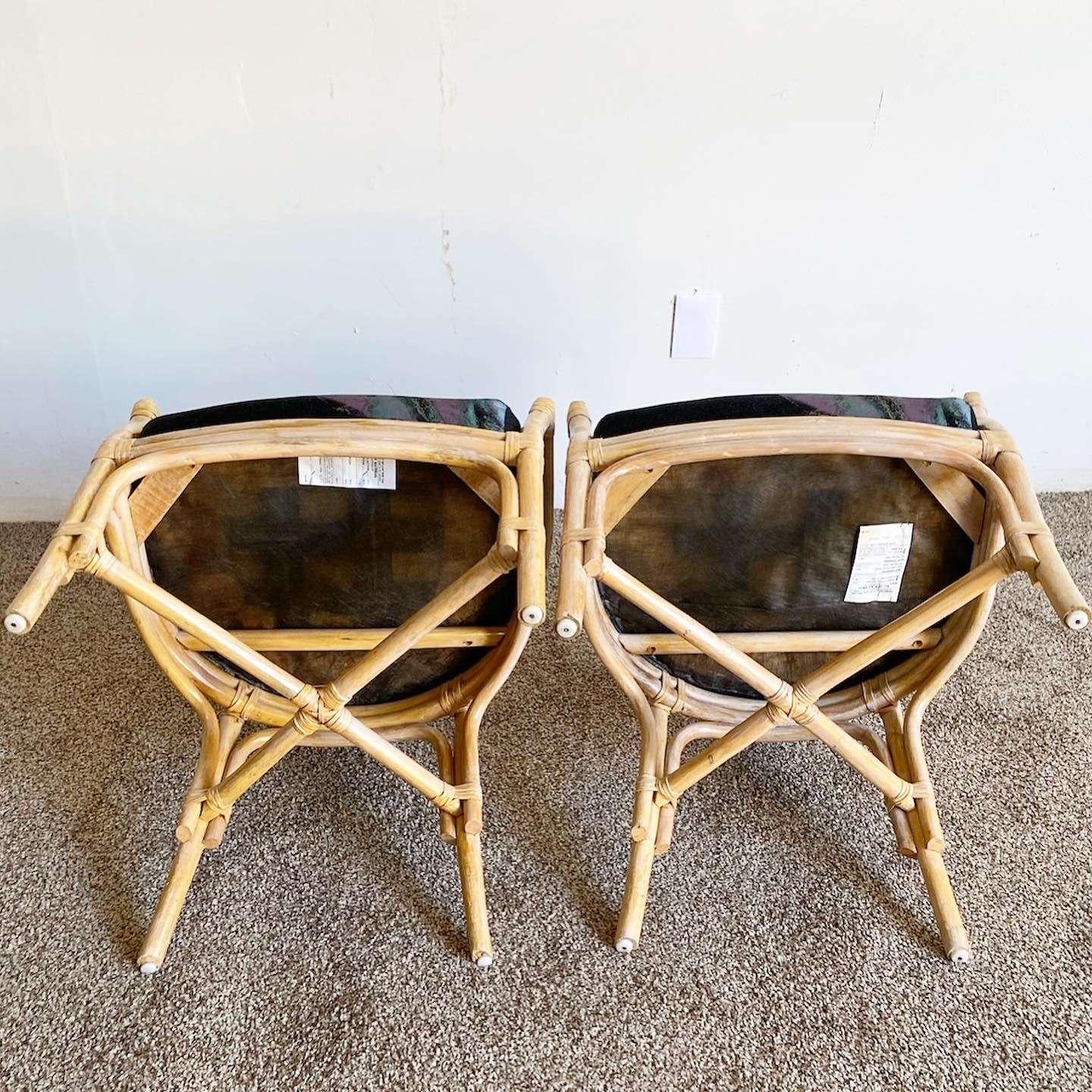 Esszimmerstühle aus Bambus, Rattan und Schilf von Boho Chic – 6er-Set im Zustand „Gut“ im Angebot in Delray Beach, FL