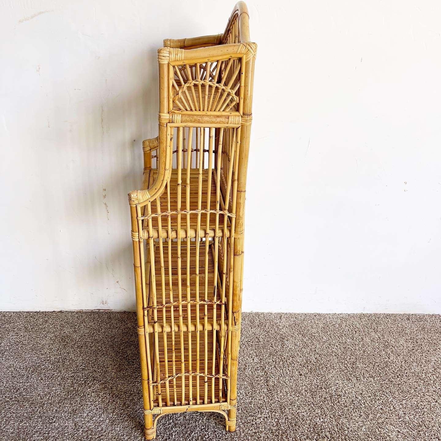 Late 20th Century Boho Chic Bamboo Rattan Etagere