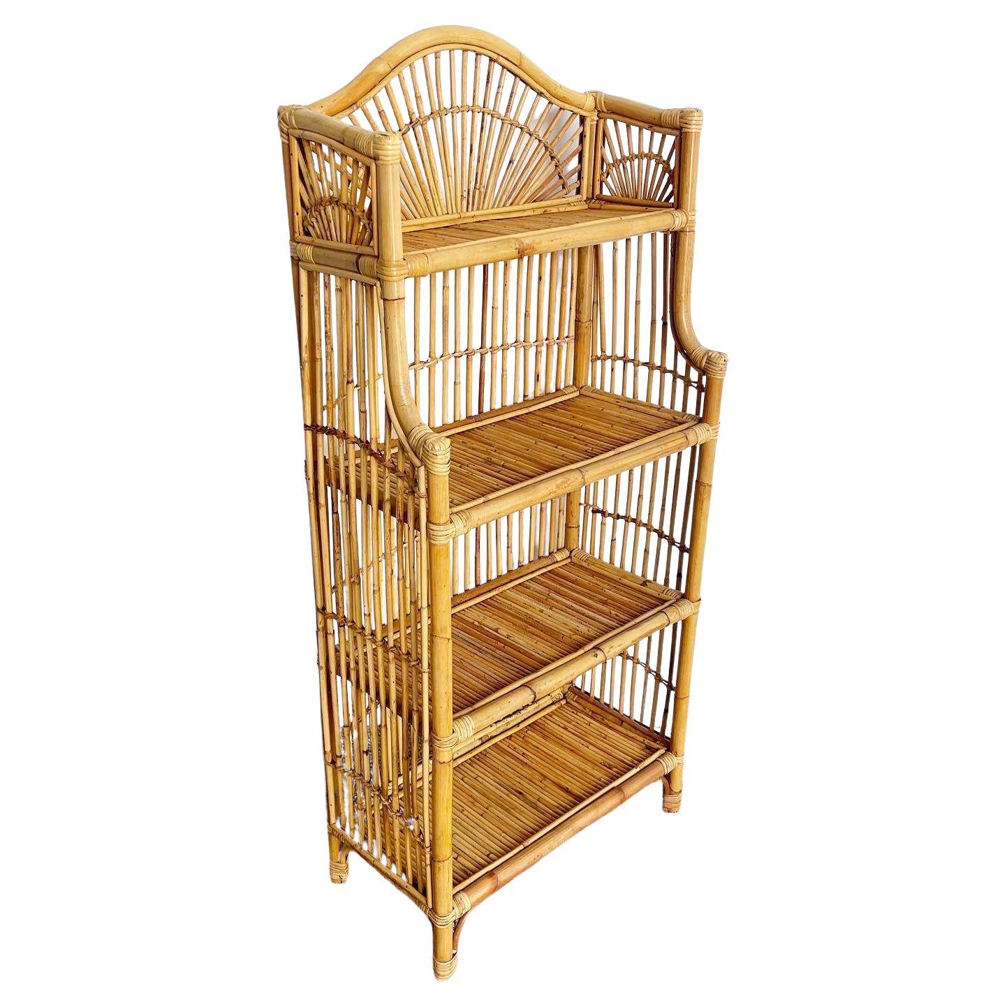 Boho Chic Bamboo Rattan Etagere