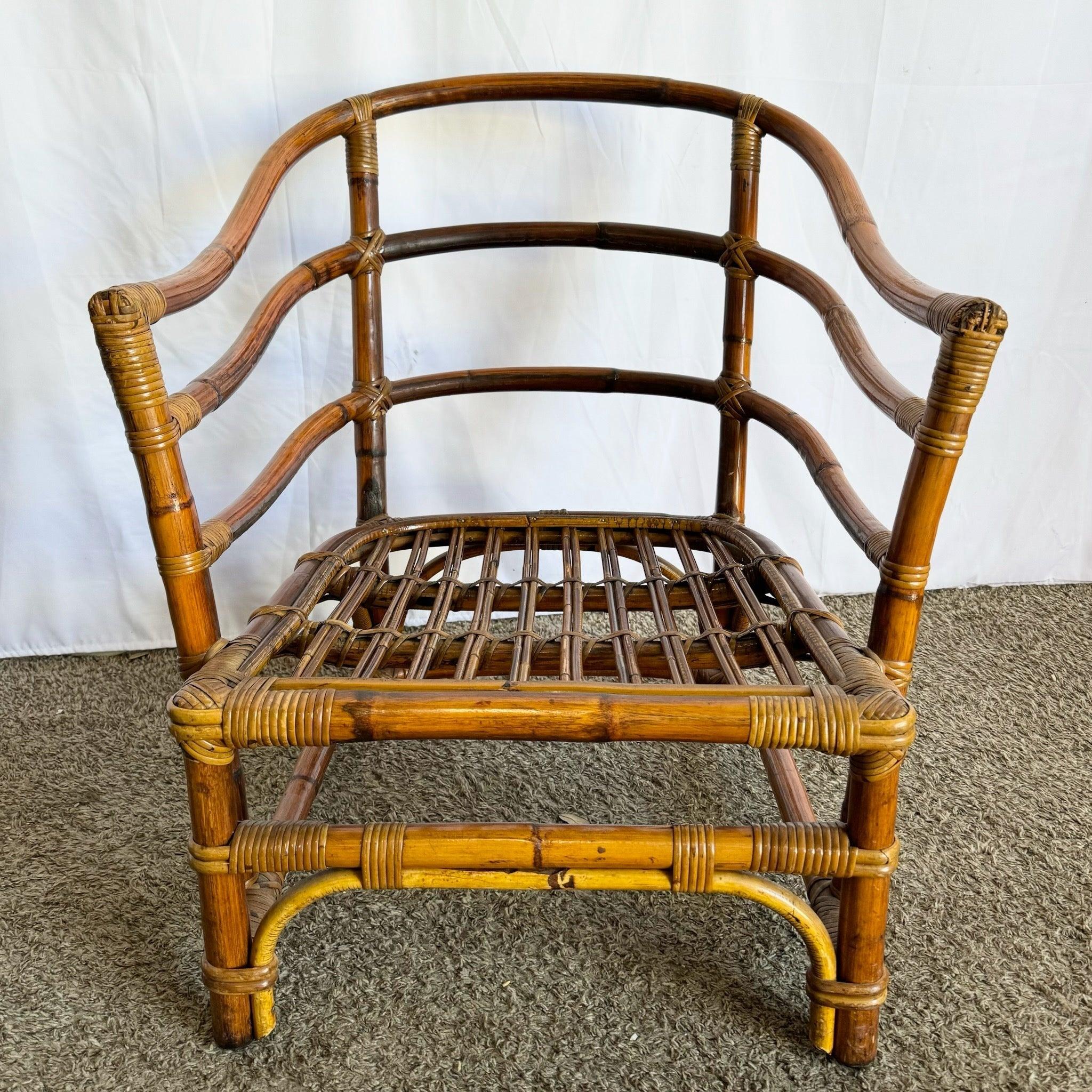 Philippin Chaise longue en bambou et rotin Boho Chic en vente