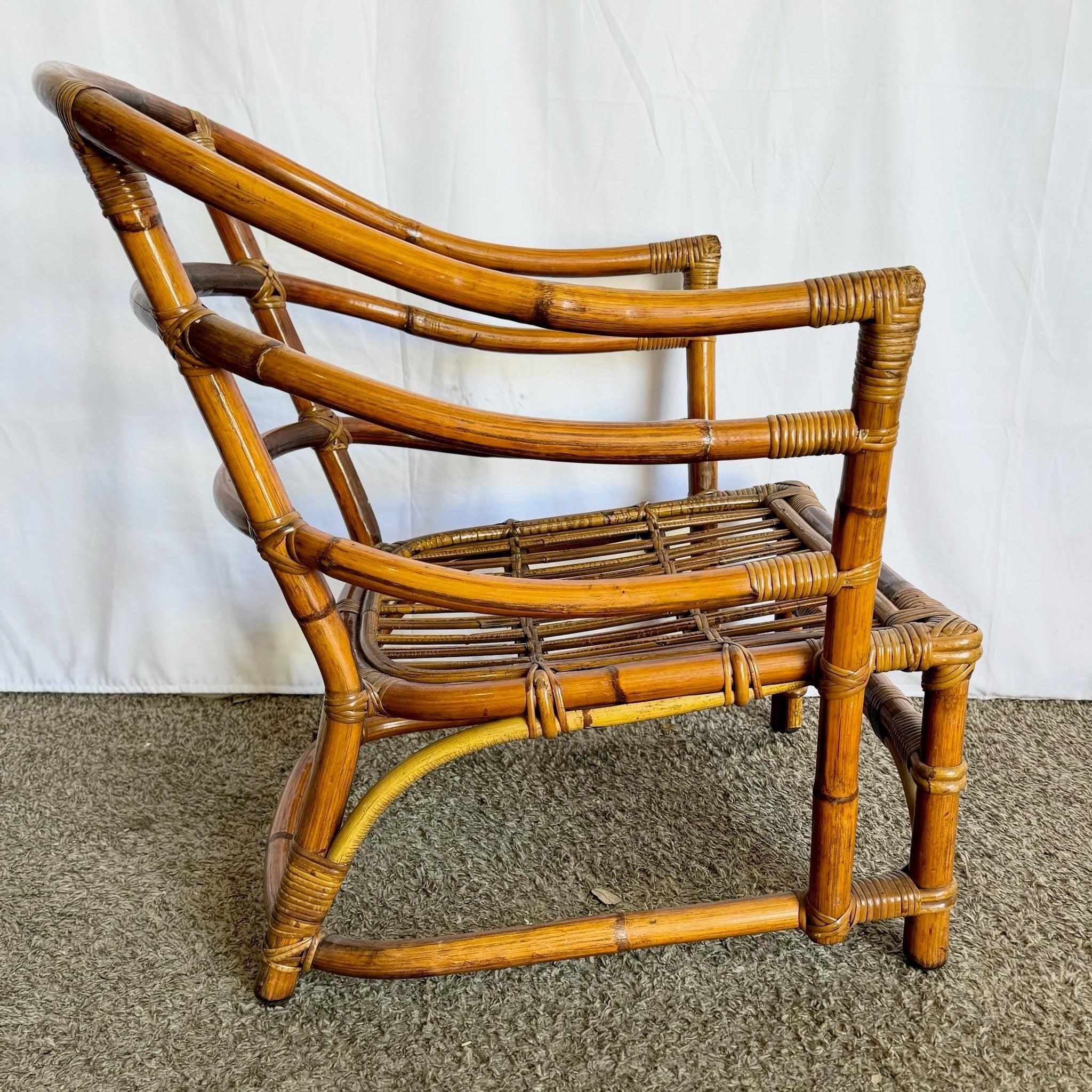 Chaise longue en bambou et rotin Boho Chic Bon état - En vente à Delray Beach, FL