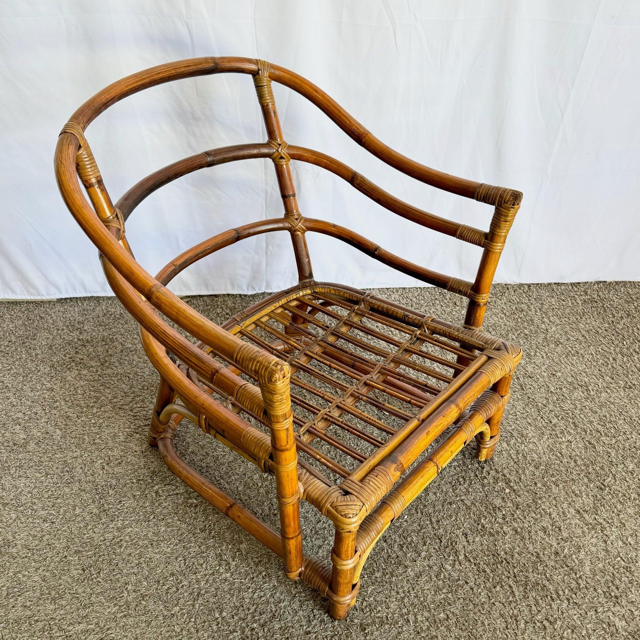 Fin du 20e siècle Chaise longue en bambou et rotin Boho Chic en vente