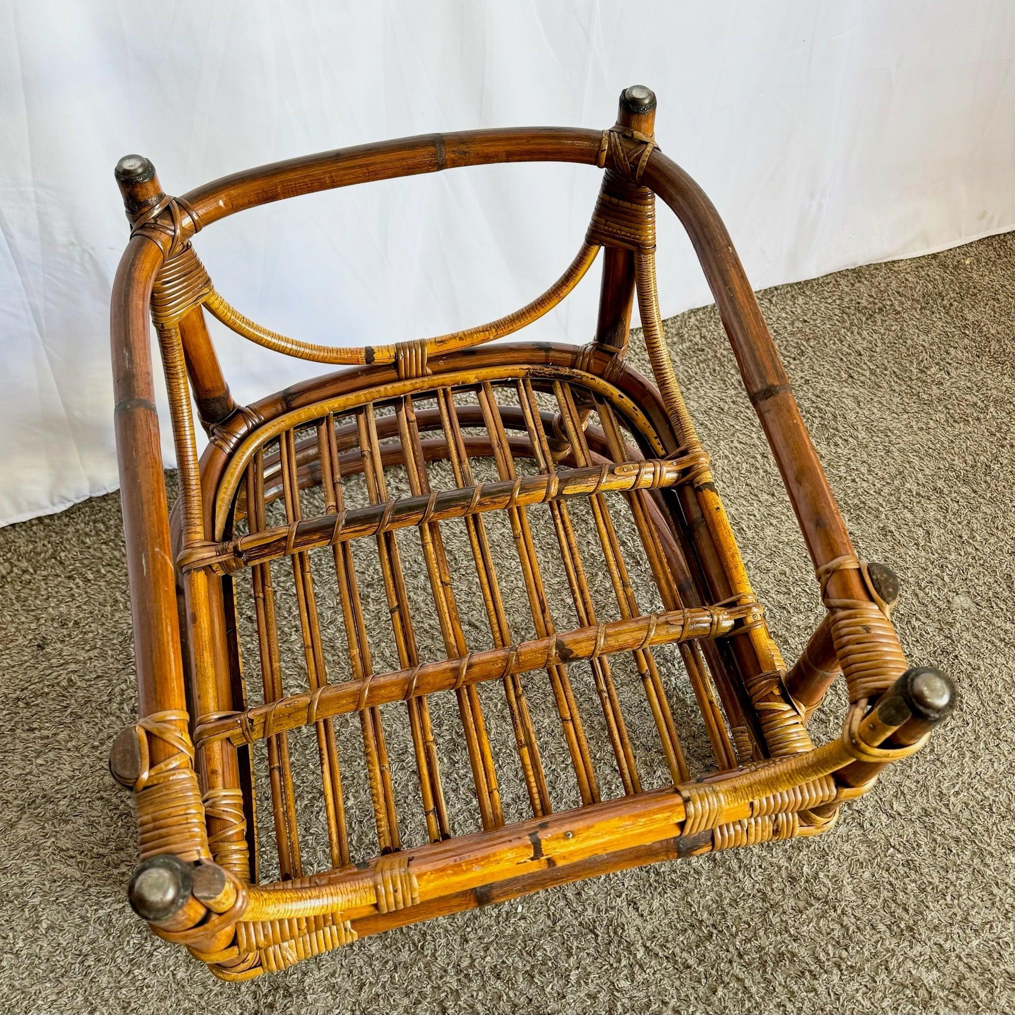 Chaise longue en bambou et rotin Boho Chic en vente 1