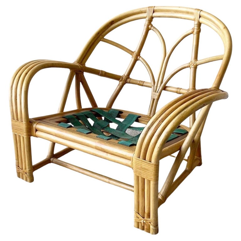 Boho Chic Bamboo Rattan Lounge Chair For Sale at 1stDibs