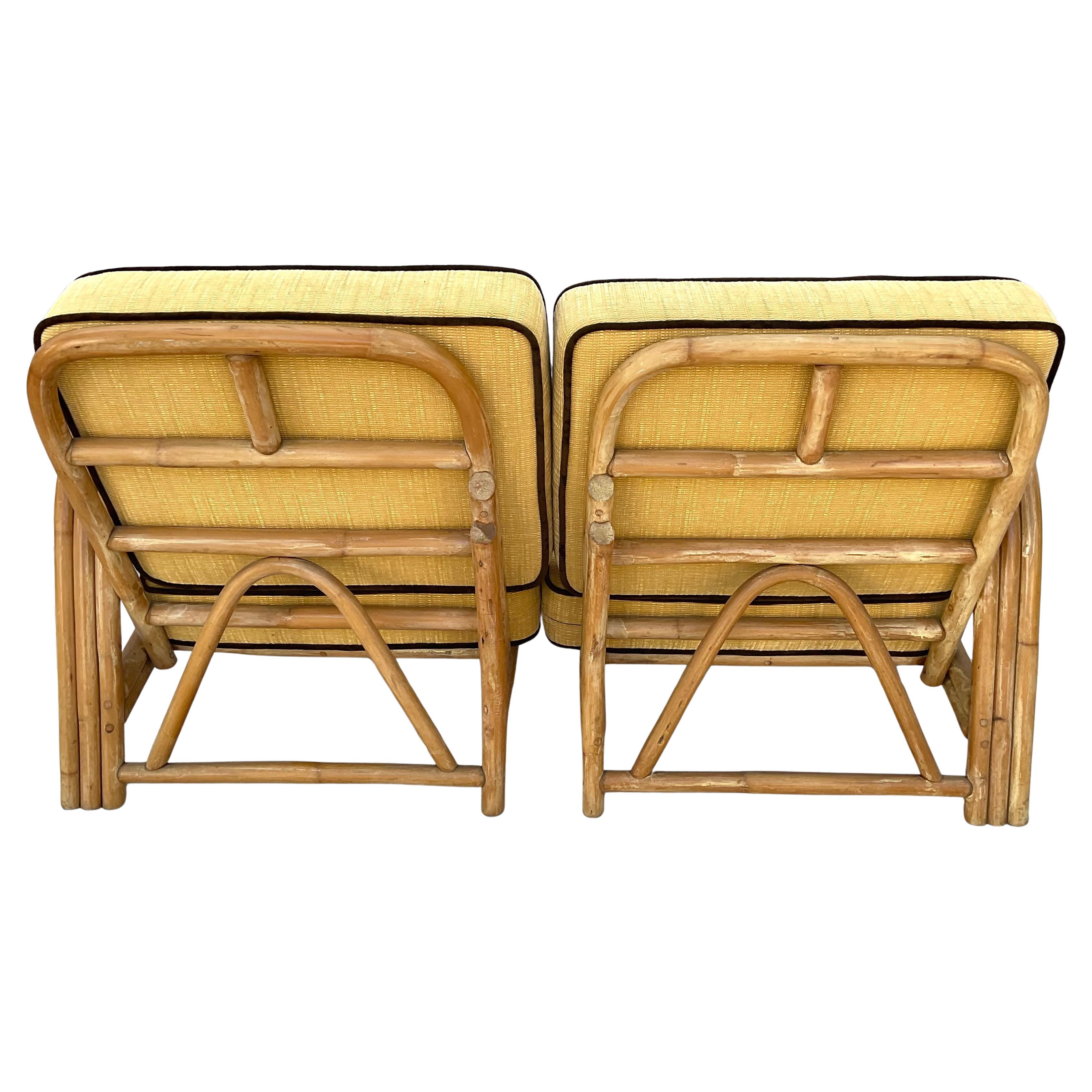 Loveseat de ratán de bambú de mediados de siglo Boho Chic en venta 4