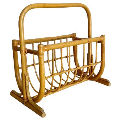 Bamboo Boho Chic Magazine Rack For Sale at 1stDibs