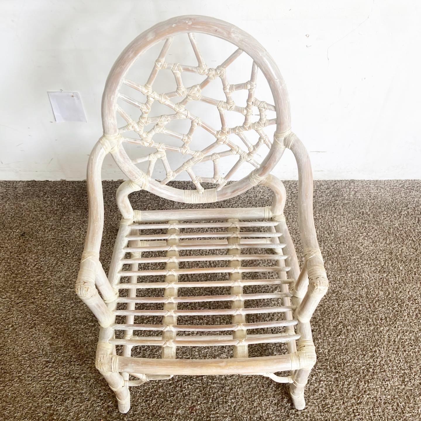 Boho Chic Bamboo Rattan McGuire Style Cracked Ice Arm Arm Chair 2