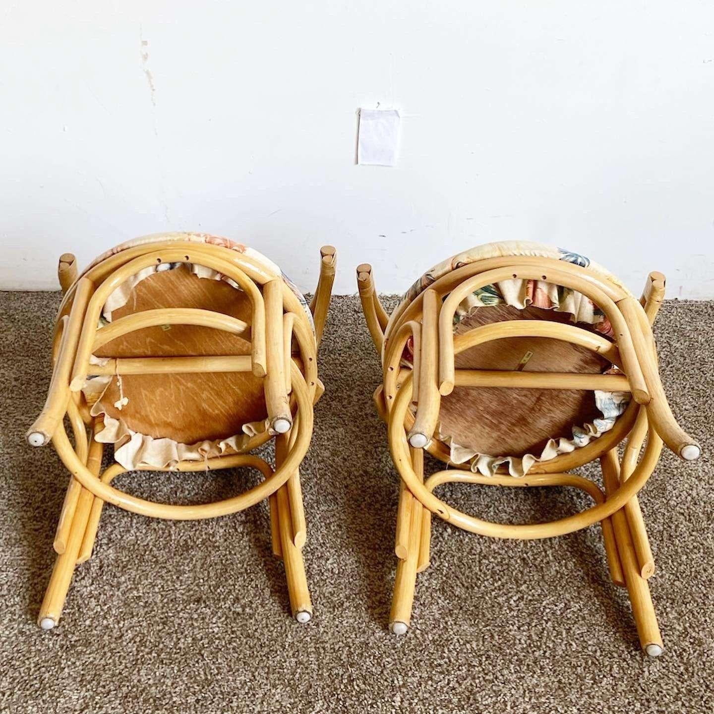 Ensemble de salle à manger gigogne en bambou et rotin Boho Chic - 3 pièces en vente 4
