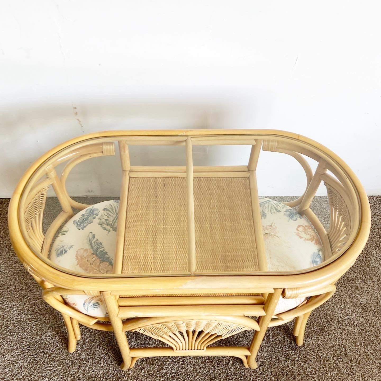 Boho Chic Bamboo Rattan Nesting Dining Set, 3 Pieces 4