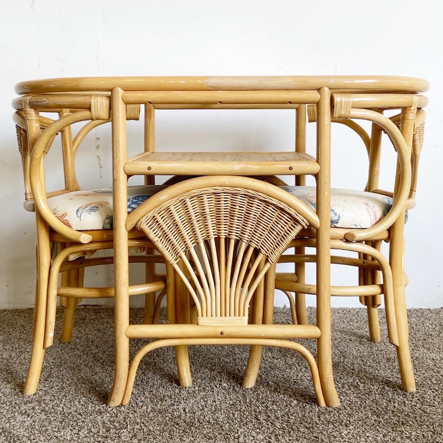 Boho Chic Bamboo Rattan Nesting Dining Set, 3 Pieces 5