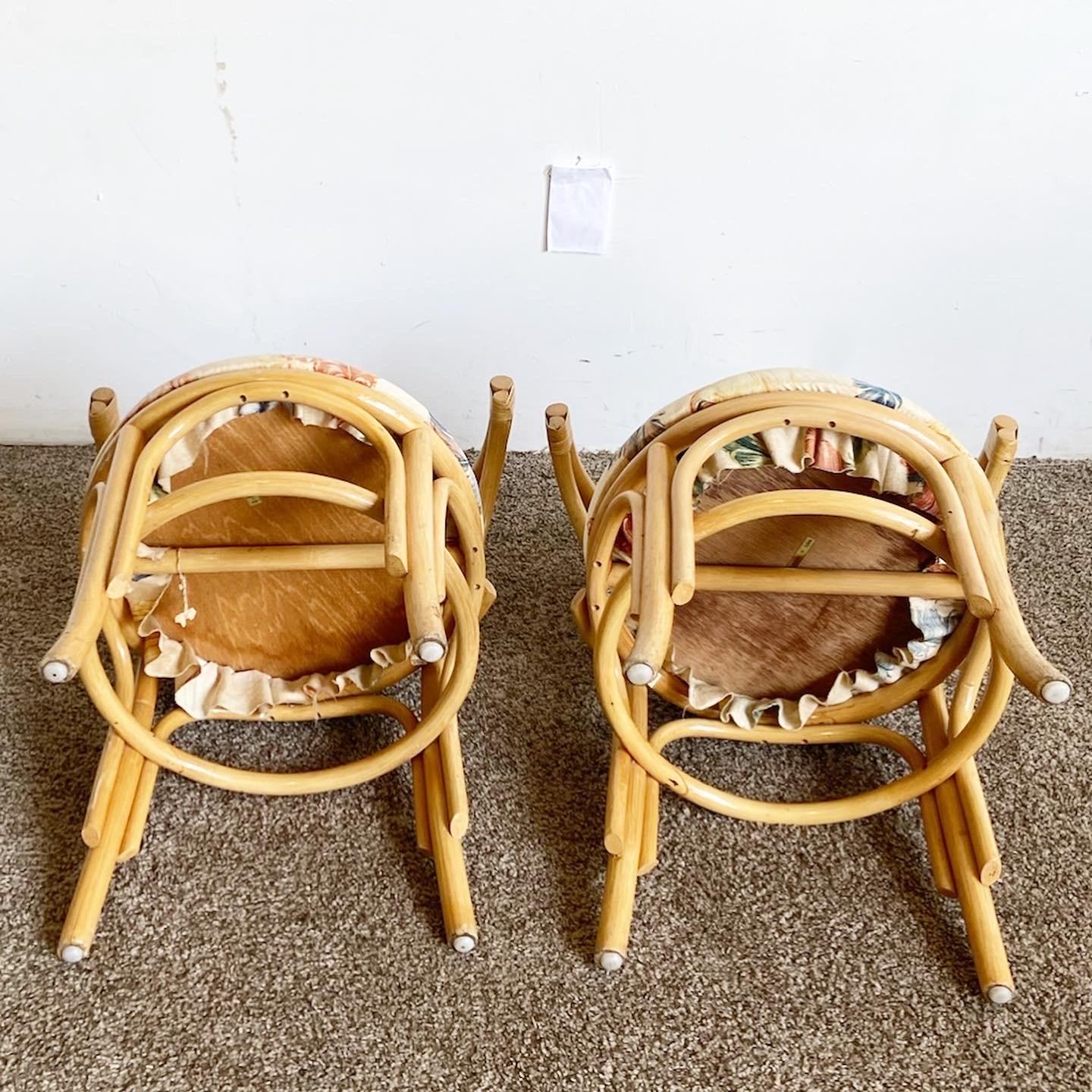 Late 20th Century Boho Chic Bamboo Rattan Nesting Dining Set, 3 Pieces