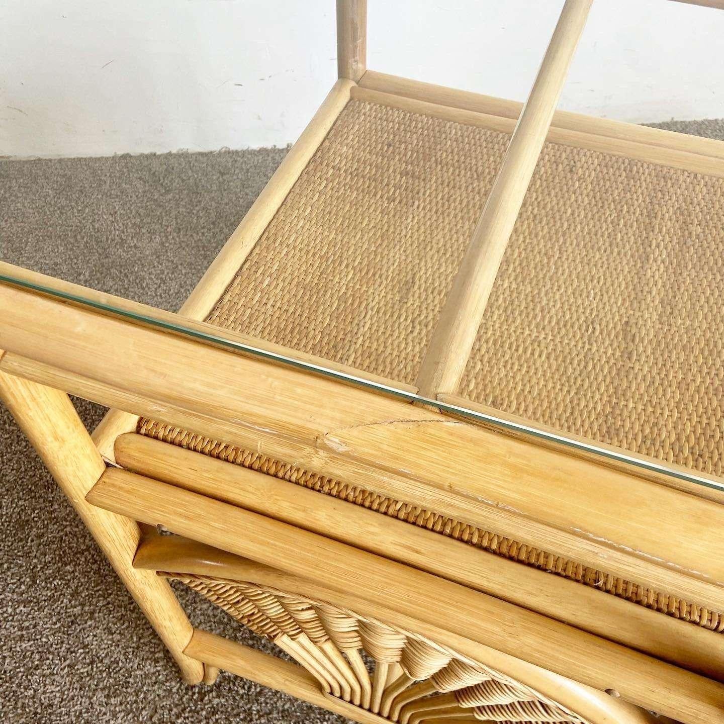 Ensemble de salle à manger gigogne en bambou et rotin Boho Chic - 3 pièces en vente 2