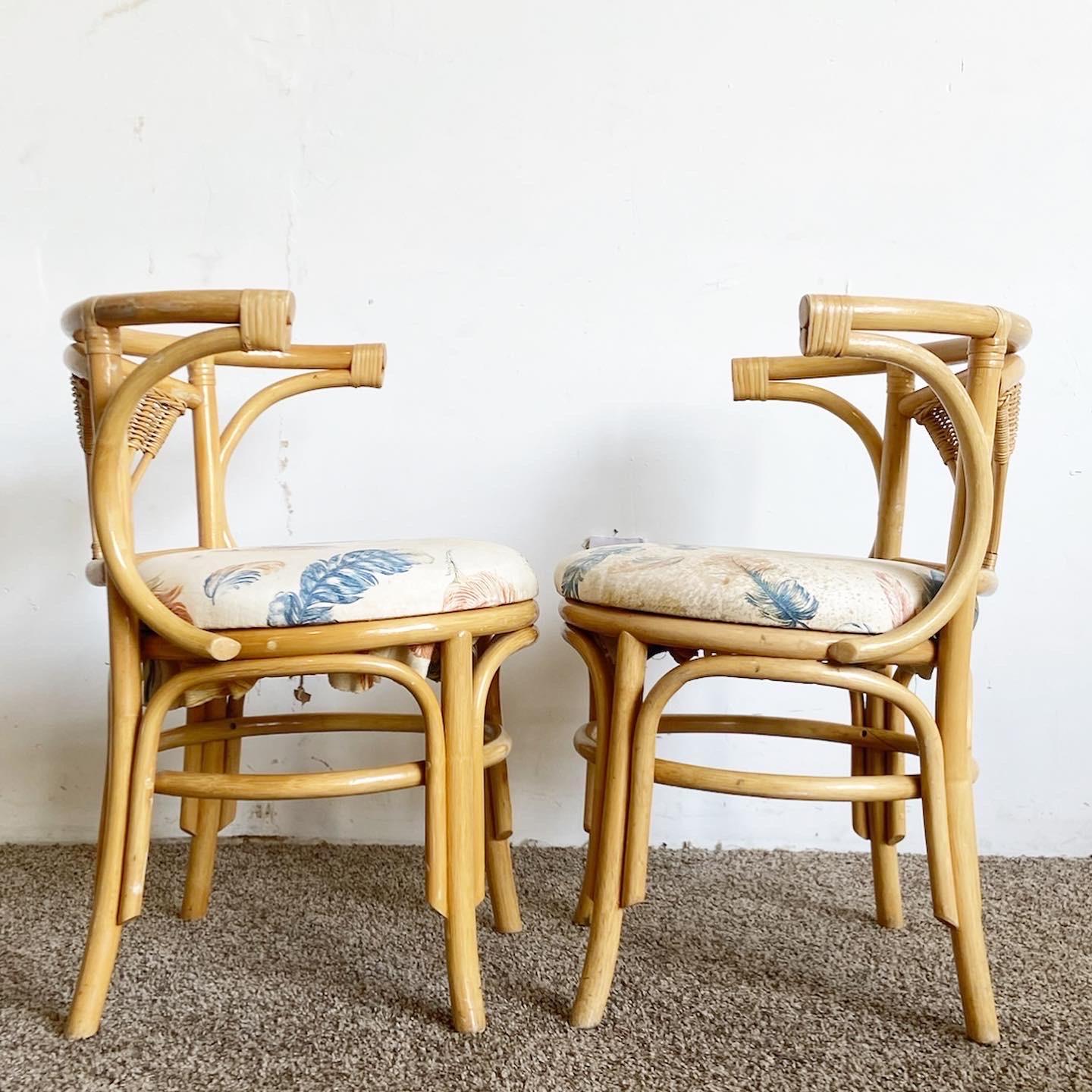 Boho Chic Bamboo Rattan Nesting Dining Set, 3 Pieces 2