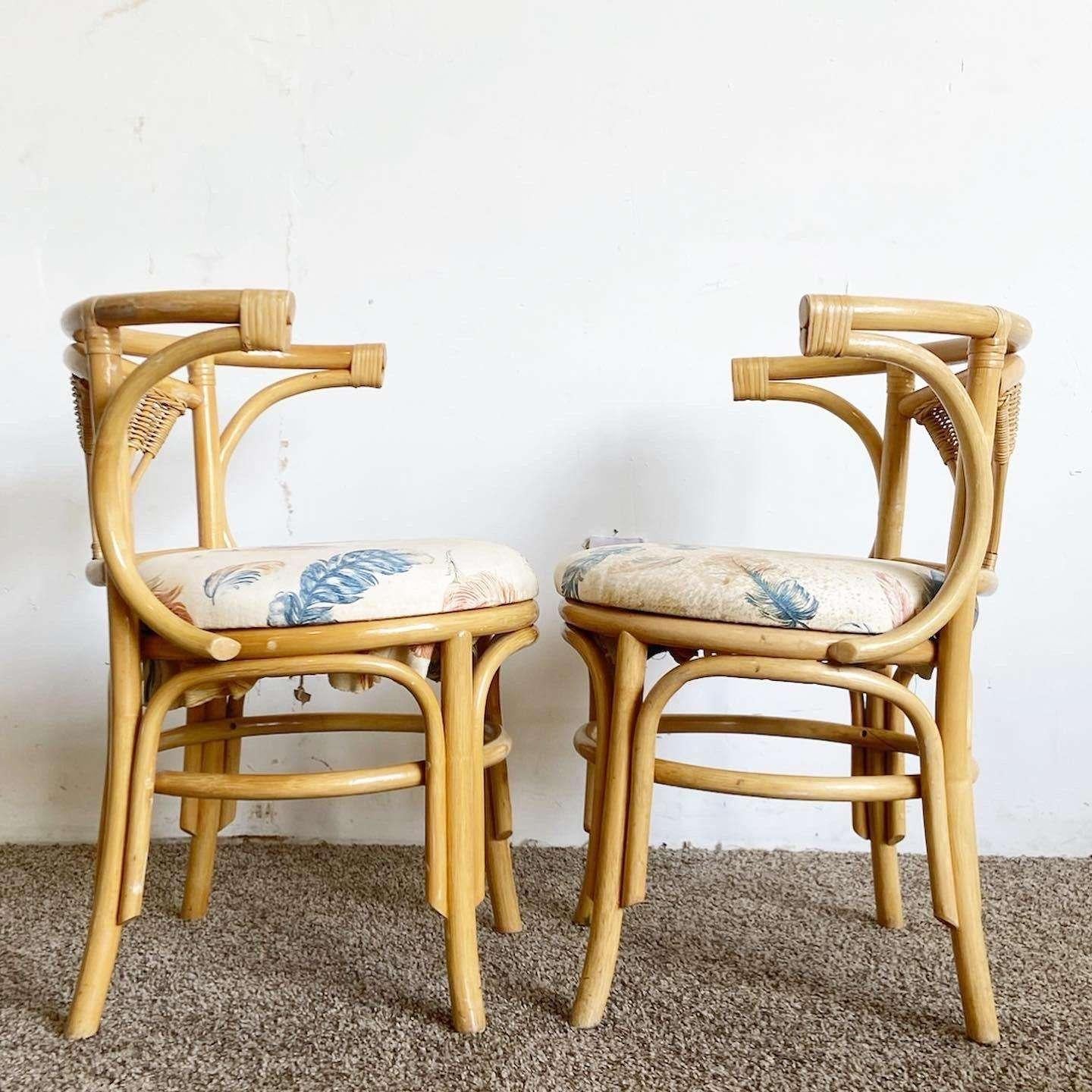 Ensemble de salle à manger gigogne en bambou et rotin Boho Chic - 3 pièces en vente 3
