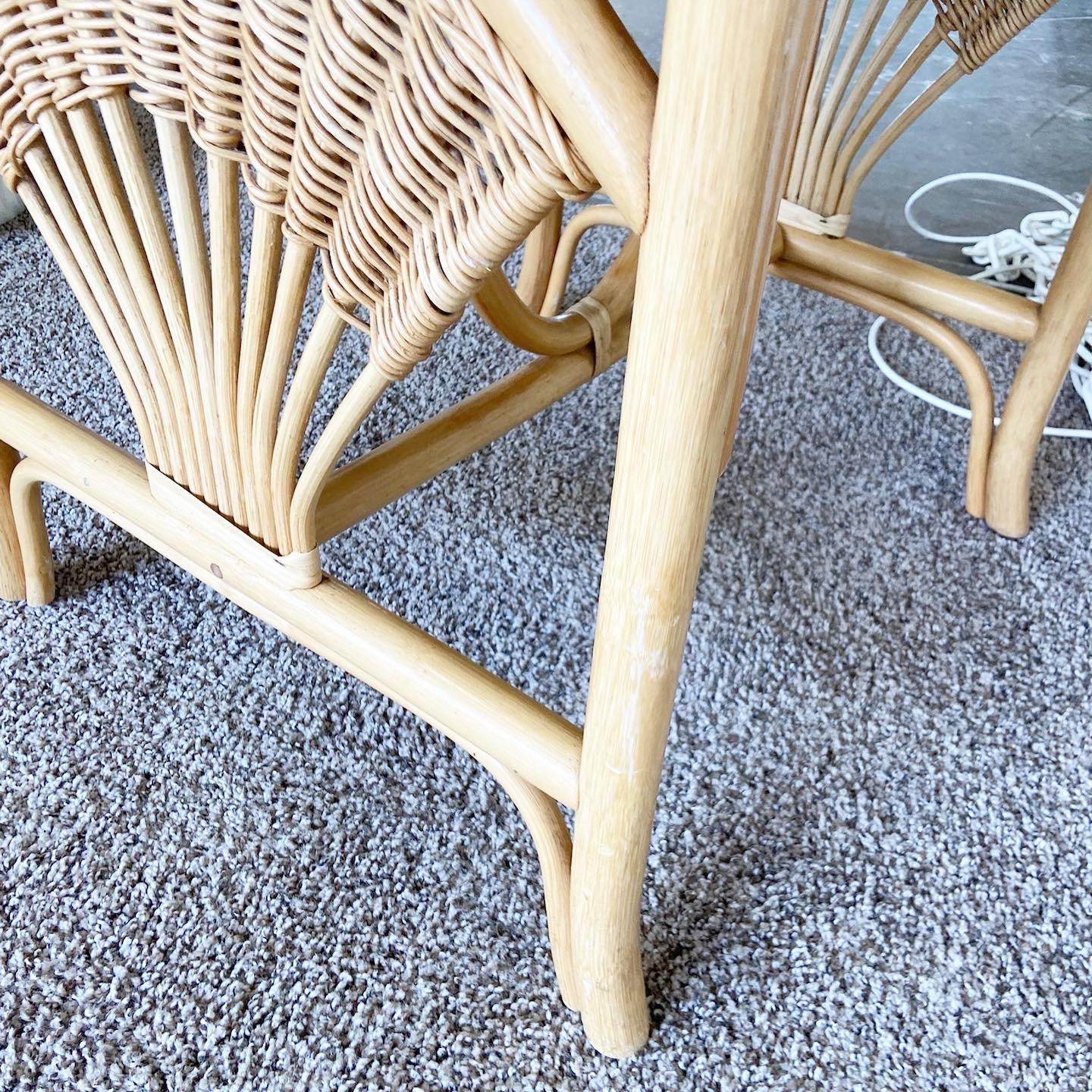 Boho Chic Bamboo Rattan Nesting Dining Set, 3 Pieces 3