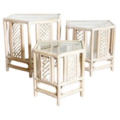 Tables gigognes en bambou et rotin Boho Chic