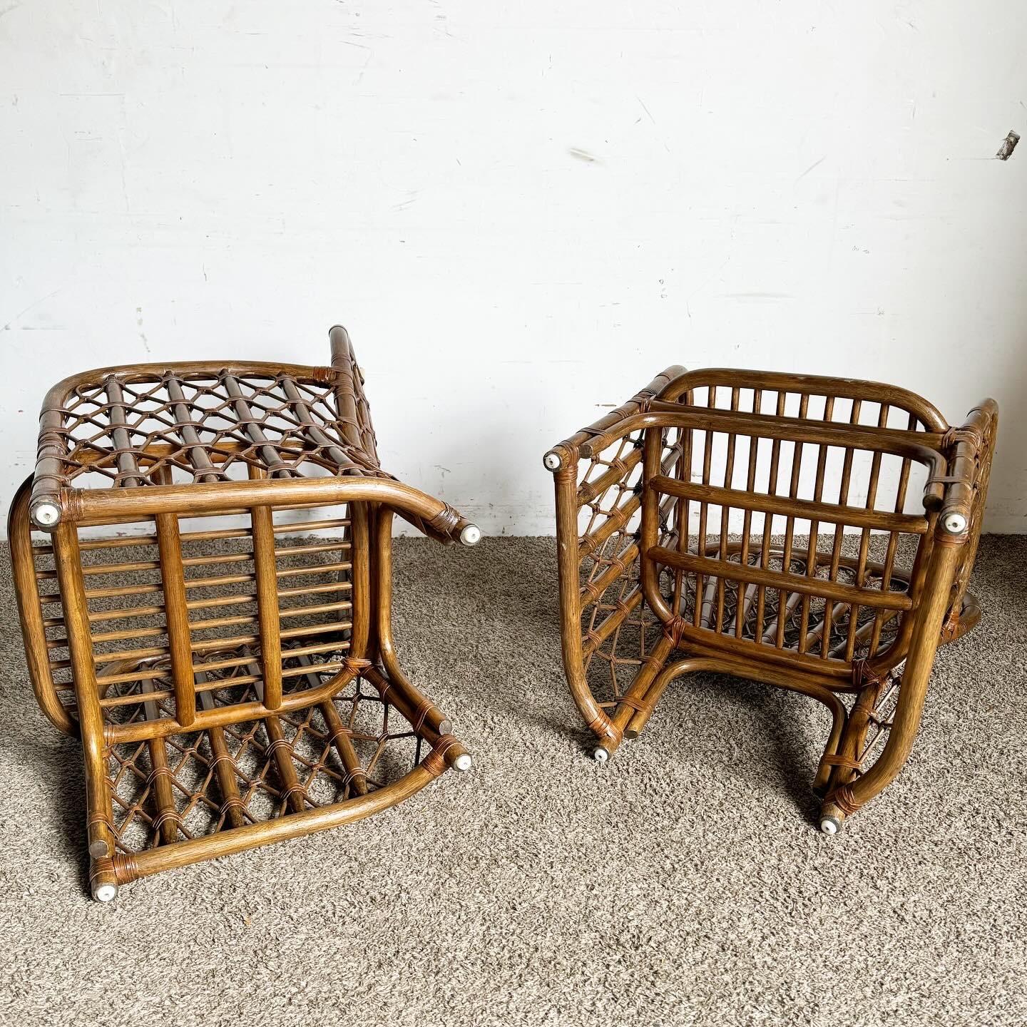 Boho Chic Bamboo Rattan Peacock Chairs - a Pair 1
