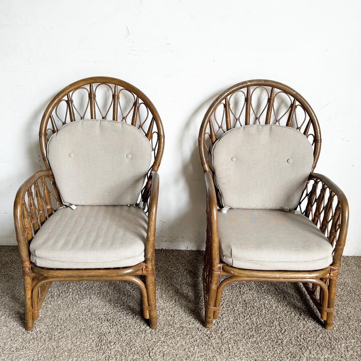 Boho Chic Bamboo Rattan Peacock Chairs - a Pair 3