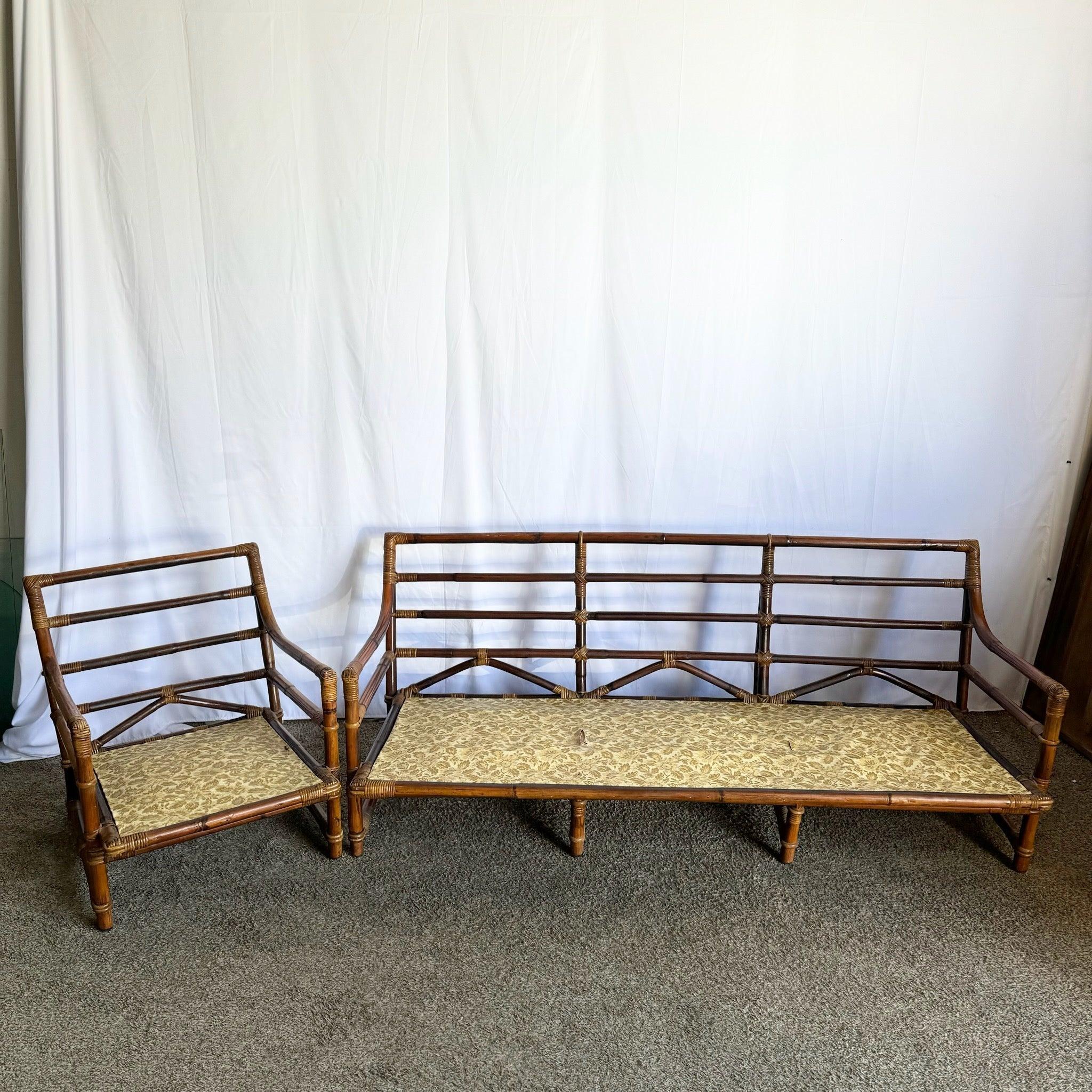 Sofá Boho Chic de Ratán de Bambú con Tumbona - 2 Piezas en venta 5