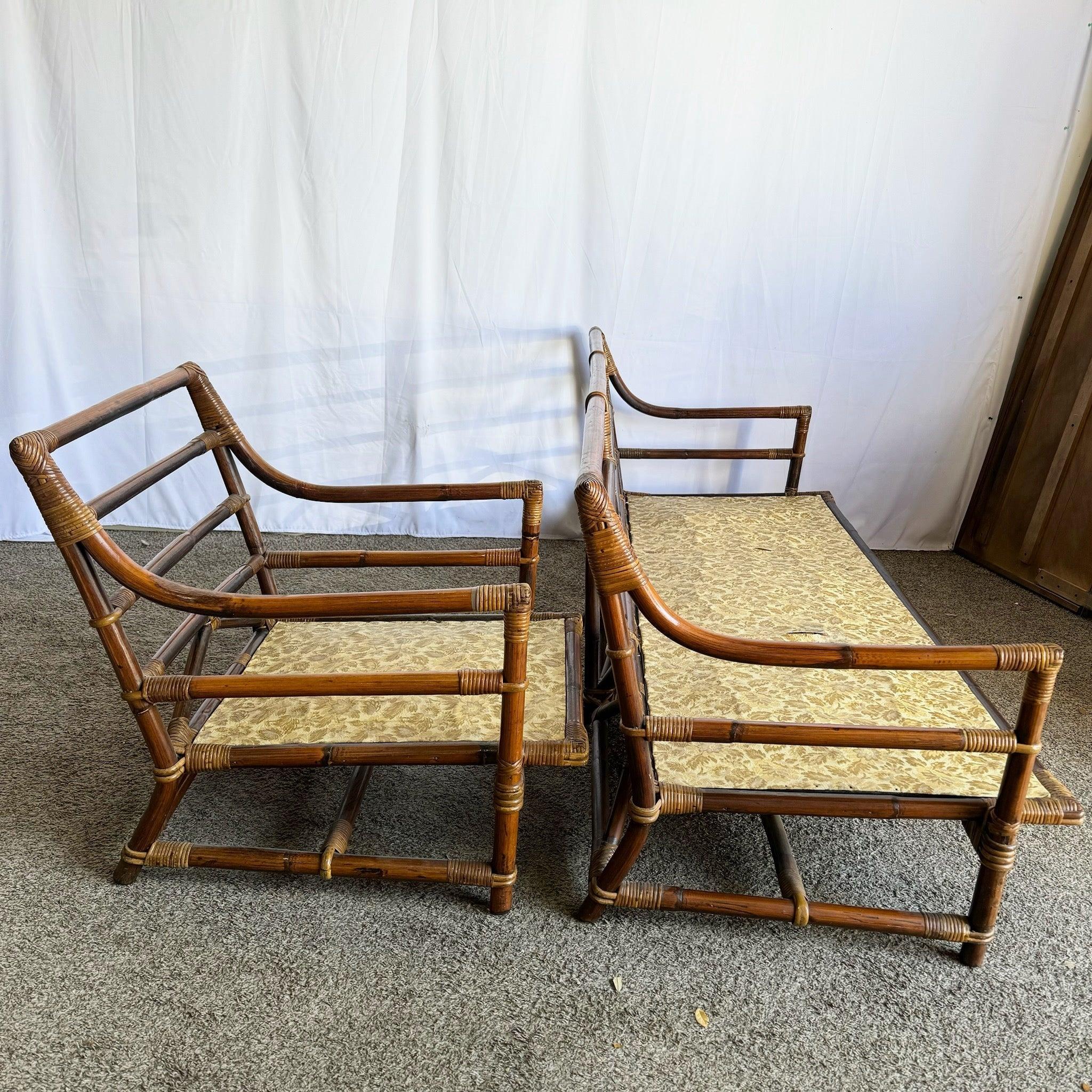 Sofá Boho Chic de Ratán de Bambú con Tumbona - 2 Piezas en venta 4