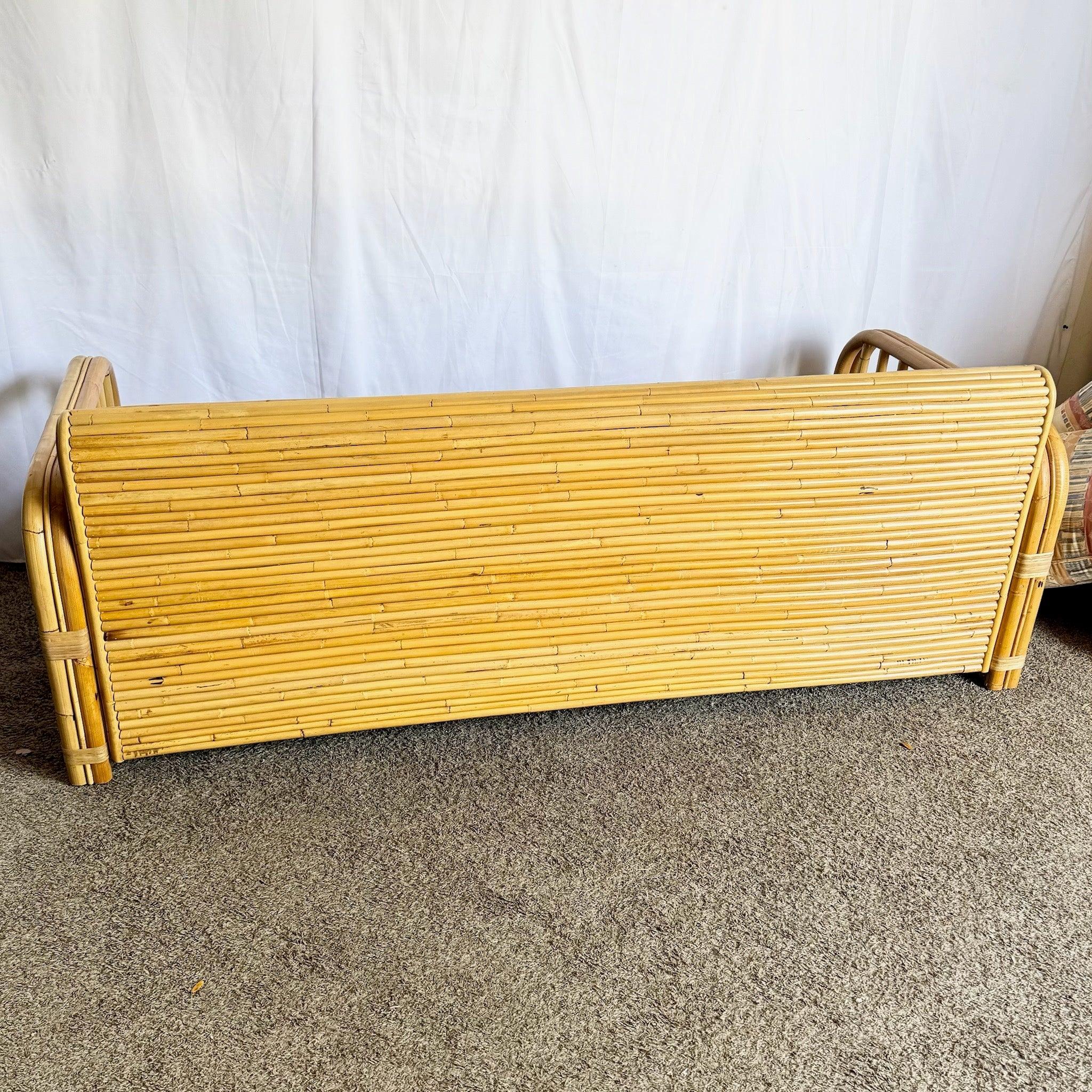 Boho Chic Bamboo Rattan Sofa With Queen Pull Out Bed and Mattress For Sale 4