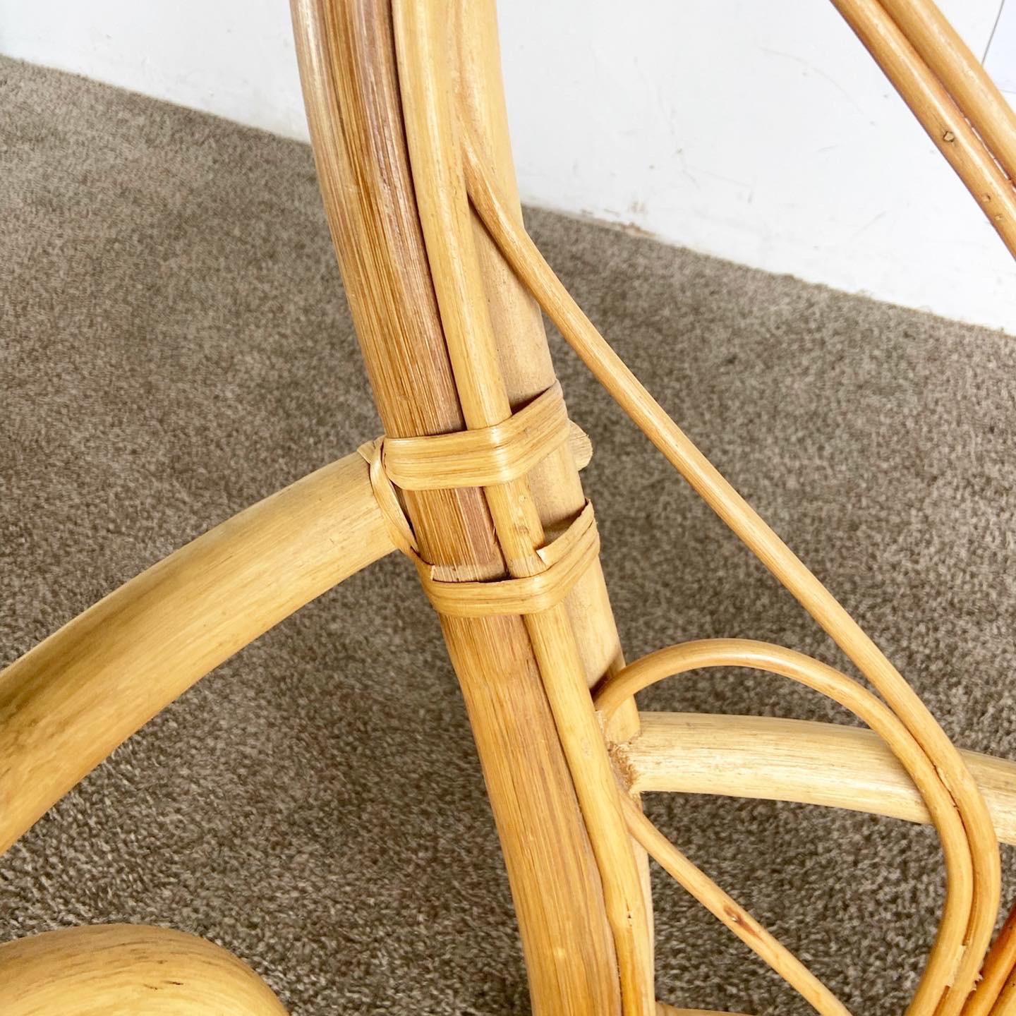 Boho Chic Bamboo Rattan Swirl Arm Chair For Sale 4