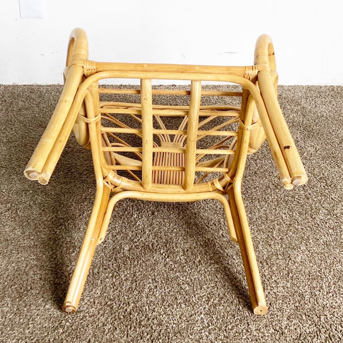 Boho Chic Bamboo Rattan Swirl Arm Chair For Sale 1