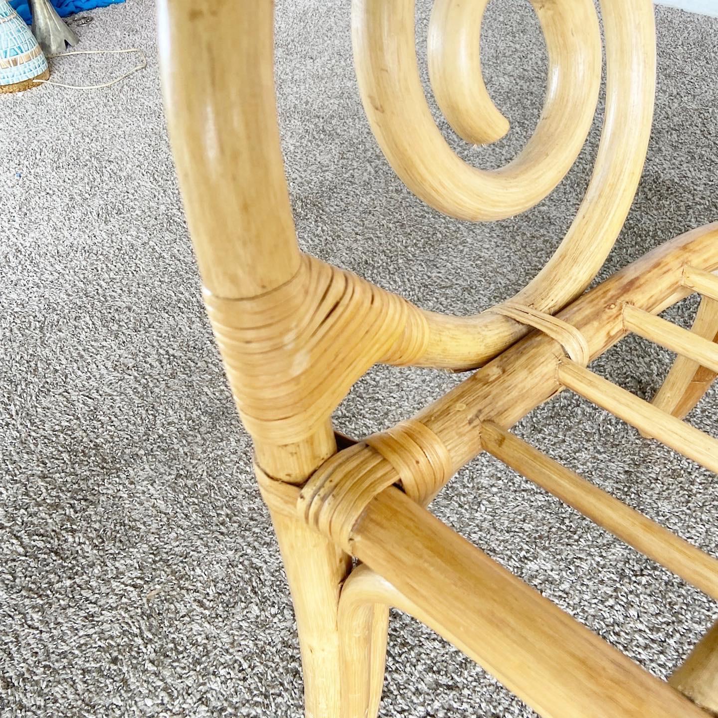Boho Chic Bamboo Rattan Swirl Arm Chair For Sale 2