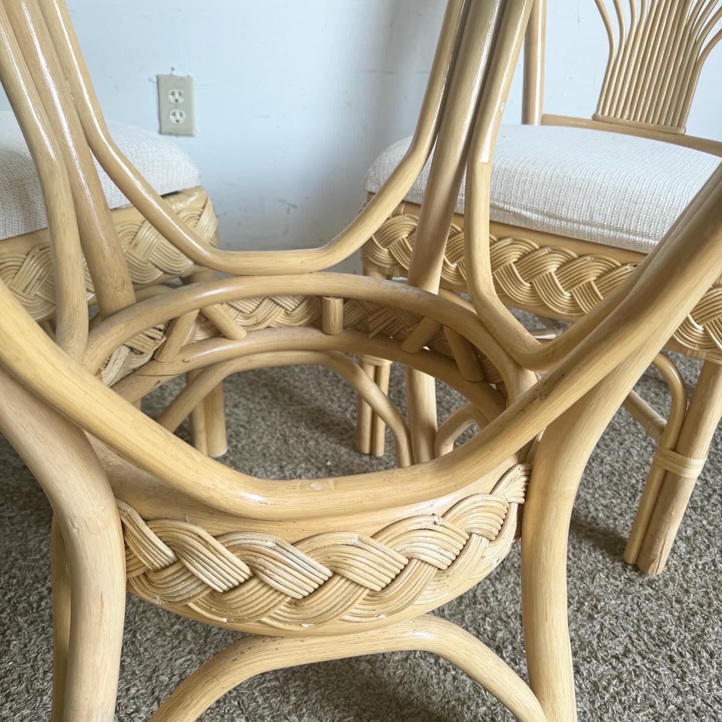 Fine XX secolo Set da pranzo Boho Chic in vimini e rattan - 5 pezzi in vendita